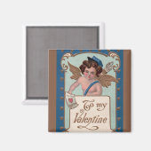 Vintager Valentinstag, Tscherub mit Liebe Letters Magnet (Vorderseite/Rückseite)