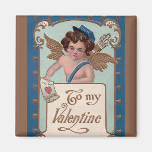 Vintager Valentinstag, Tscherub mit Liebe Letters Magnet