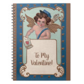 Vintager Valentinstag, Tscherub mit Liebe Letters Notizblock (Vorderseite)