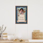Vintager Valentinstag, Tscherub mit Liebe Letters Poster (Küche)