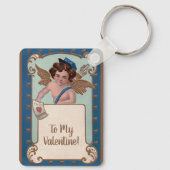 Vintager Valentinstag, Tscherub mit Liebe Letters Schlüsselanhänger (Rückseite)
