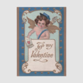 Vintager Valentinstag, Tscherub mit Liebe Letters Seidenpapier (Vorderseite)