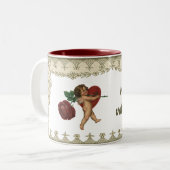 Vintager Valentinstag und Viktorianische Rose Zweifarbige Tasse (Vorderseite Links)
