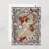 Vintager Valentinstag Viktorianisch Cupid Postkarte (Vorne/Hinten)