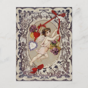 Vintager Valentinstag Viktorianisch Cupid Postkarte