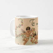 Vintager Valentinstag, Viktorianische Cherubs auf  Kaffeetasse (Vorderseite Links)
