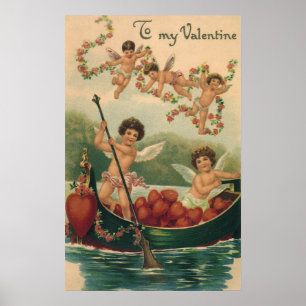 Vintager Valentinstag, Viktorianische Cherubs auf  Poster