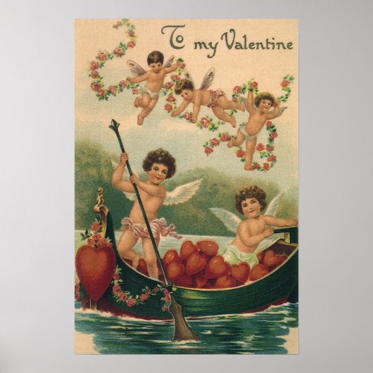 Vintager Valentinstag, Viktorianische Cherubs auf Poster (Vorne)