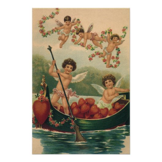 Vintager Valentinstag, Viktorianische Cherubs auf Poster (Vorderseite)