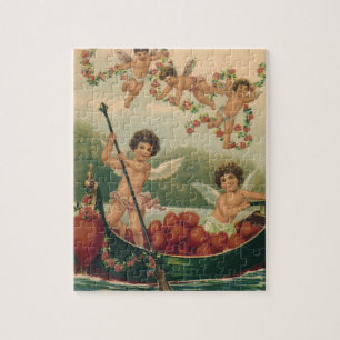 Vintager Valentinstag, Viktorianische Cherubs auf  Puzzle