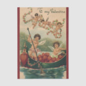 Vintager Valentinstag, Viktorianische Cherubs auf Seidenpapier (Vorderseite)