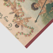 Vintager Valentinstag, Viktorianische Cherubs auf  Seidenpapier (Ausschnitt)