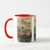 Vintager Valentinstag, Viktorianische Cherubs auf Tasse (Links)