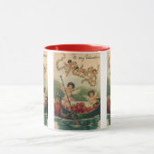 Vintager Valentinstag, Viktorianische Cherubs auf Tasse (Zentrum)