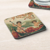 Vintager Valentinstag, Viktorianische Cherubs auf Untersetzer (Linke Seite)