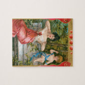 Vintager Valentinstag, Viktorianische Dame mit Che Puzzle (Horizontal)