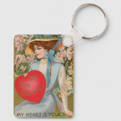 Vintager Valentinstag, Viktorianische Dame mit Her Schlüsselanhänger (Rückseite)