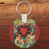Vintager Valentinstag, Viktorianische Engel Herz Schlüsselanhänger (Vorderseite)
