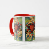 Vintager Valentinstag, Viktorianische Engel Herz Tasse (Vorderseite Links)