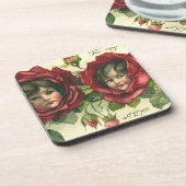 Vintager Valentinstag, Viktorianische Gesichter be Getränkeuntersetzer (Linke Seite)