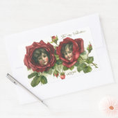 Vintager Valentinstag, Viktorianische Gesichter be Rechteckiger Aufkleber (Umschlag)