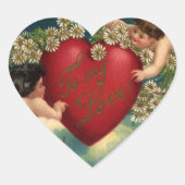 Vintager Valentinstag Viktorianische Herbergen im  Herz-Aufkleber (Vorderseite)