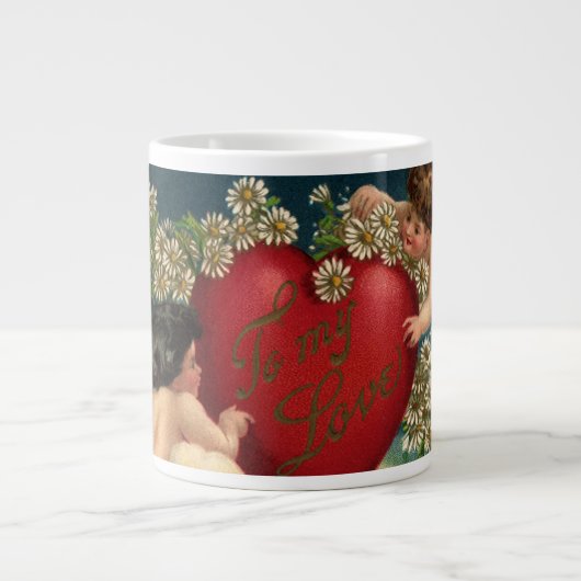 Vintager Valentinstag Viktorianische Herbergen im Jumbo-Tasse (Vorderseite)