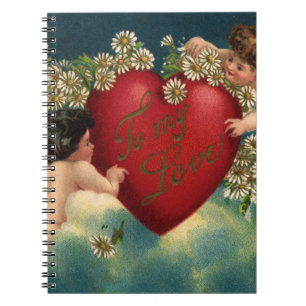 Vintager Valentinstag Viktorianische Herbergen im Notizblock