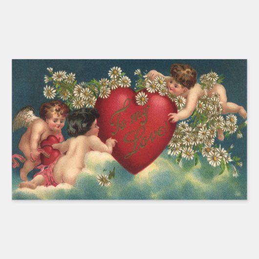 Vintager Valentinstag Viktorianische Herbergen im Rechteckiger Aufkleber (Vorderseite)