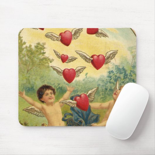 Vintager Valentinstag, Viktorianische Herbergen Mousepad (Mit Mouse)