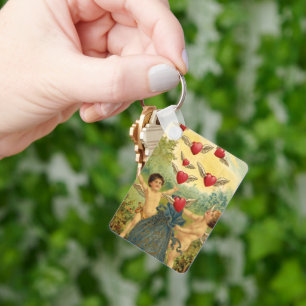 Vintager Valentinstag, Viktorianische Herbergen Schlüsselanhänger