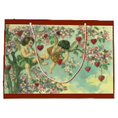 Vintager Valentinstag Viktorianische Kupide Herzba Große Geschenktüte (Rückseite)
