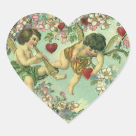 Vintager Valentinstag Viktorianische Kupide Herzba Herz-Aufkleber