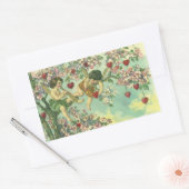 Vintager Valentinstag Viktorianische Kupide Herzba Rechteckiger Aufkleber (Umschlag)