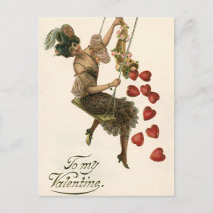 Vintager Valentinstag, Viktorianische Lady auf Swi Feiertagspostkarte