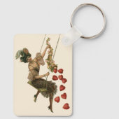 Vintager Valentinstag, Viktorianische Lady auf Swi Schlüsselanhänger (Rückseite)