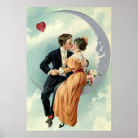 Vintager Valentinstag Viktorianische Liebe und Rom Poster (Vorne)