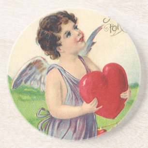 Vintager Valentinstag, Viktorianischer Engel mit H Getränkeuntersetzer