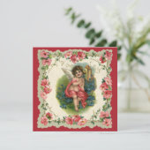 Vintager Valentinstag Viktorianischer Hubschrauber Einladung (Stehend Vorderseite)