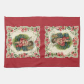 Vintager Valentinstag Viktorianischer Hubschrauber Geschirrtuch (Horizontal)
