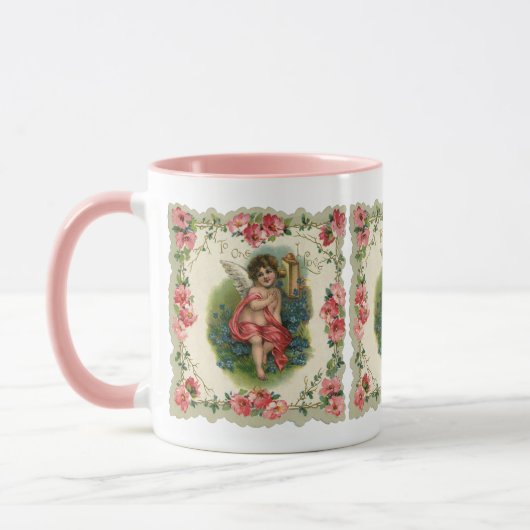 Vintager Valentinstag Viktorianischer Hubschrauber Tasse (Links)