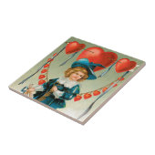 Vintager Valentinstag, Viktorianischer Junge mit H Fliese (Seite)