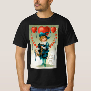 Vintager Valentinstag, Viktorianischer Junge mit H T-Shirt