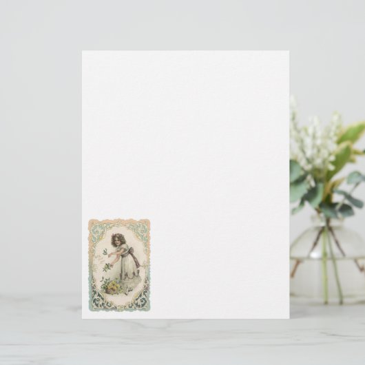 Vintager Valentinstag, Viktorianisches Mädchen mit (Stehend Vorderseite)