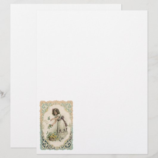 Vintager Valentinstag, Viktorianisches Mädchen mit (Vorne/Hinten)