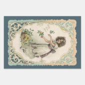 Vintager Valentinstag, Viktorianisches Mädchen mit Geschenkpapier Set (Vorderseite)