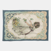 Vintager Valentinstag, Viktorianisches Mädchen mit Geschirrtuch (Horizontal)
