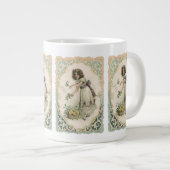 Vintager Valentinstag, Viktorianisches Mädchen mit Jumbo-Tasse (Vorderseite Rechts)