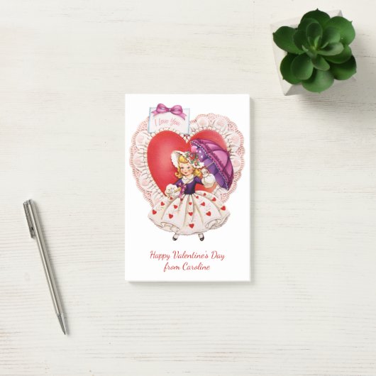 Vintager Valentinstext Nachhinweise Post-it Klebezettel (Büro)