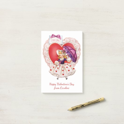 Vintager Valentinstext Nachhinweise Post-it Klebezettel (Auf Schreibtisch)